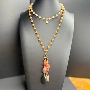 David Aubrey Carnelian Gemstone Pendant Charm Necklace 32"